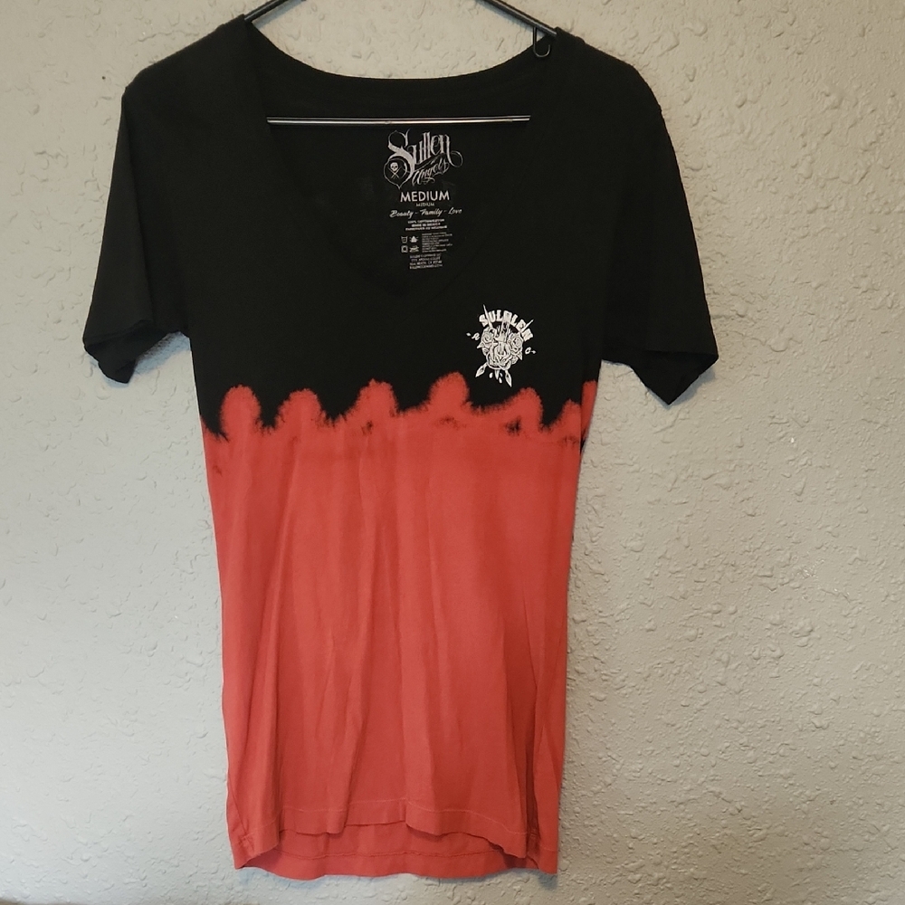 Sullen Black & Coral Dip-Dye V-Neck Tee - Sullen (Medium)